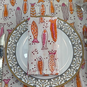 Printed Cotton <b>Tablecloth</b> With Fish Pattern <b>Square</b> Shape Modern Style Washable Home Use - Product Image 6