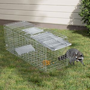 Trappola Pieghevole Robusta da 32 Pollici in Argento per Animali Vivi, Gatti e Procioni, con Maniglia - Strumento per il Controllo dei Parassiti - Product Image 4