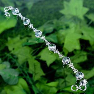 Pulsera con Dije de Aguamarina, Gema de Corte Redondo, Plata de Ley 925, Hecha a Mano, Joyería de Lujo de Alta Calidad, Regalo para Mujer, Ajustable - Product Image 5