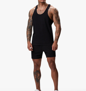 OEM Custom Men’s Black Tank Top and Shorts <b>Set</b>- 2 Piece Gym Sportswear Breathable Quick-Dry Eco-Friendly Slim Fit Workout Outfit - Product Image 1