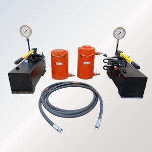 Cylindre de vérin hydraulique avec pompe manuelle, manomètre et tuyau pour tests de résistance - Product Image 6