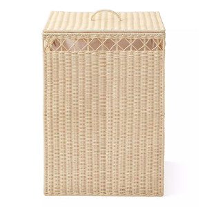Tall Rattan <b>Laundry</b> Hamper Woven <b>Storage</b> Basket With Lid Perfect Natural Color Rustic Style For Bathroom Bedroom <b>Organization</b> - Product Image 2