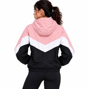 Chaqueta Cortavientos Ligera con Capucha y Bloques de Color para Mujer, Chaqueta Bomber con Cierre, Chaqueta Cortavientos con Logotipo Personalizado al por Mayor - Product Image 2