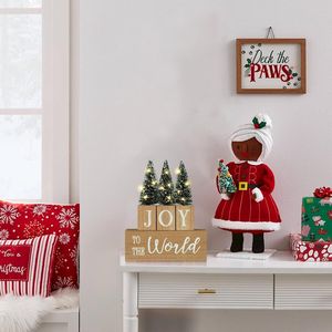 Blocco in Legno Rustico Vintage SI con LED 'JOY to WORLD' per Decorazioni Natalizie e Invernali per Casa e Fattoria - Product Image 3