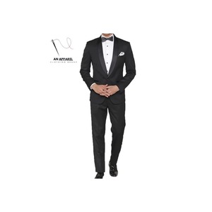 Men's Black Tuxedo Suit Slim Fit Satin Lapel Formal Wedding <b>Blazer</b> Pants Regular Length Single Breasted - Product Image 1