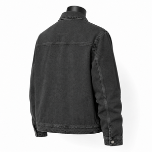 Veste en jean noire délavée pour homme, fermeture éclair, style streetwear décontracté, veste en jean en coton, fabricant OEM ODM - Product Image 5