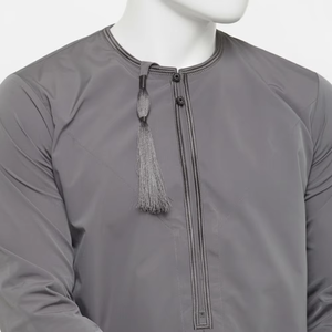 Wholesale Premium Cotton Stand Collar Modest <b>Thobe</b> Islamic Eid Plus Size Floor Length Short Sleeve Quick Dry Breathable 2 Side - Product Image 6