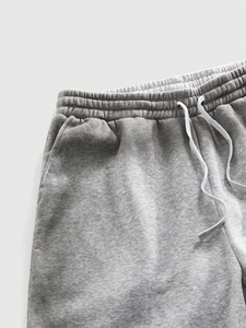 Gray Unisex Fleece <b>Trousers</b> <b>Elastic</b> <b>Waist</b> Drawstring Canvas Breathable Vintage High Street Overalls Print Letter Decor Winter - Product Image 3