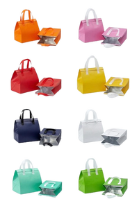 Sac fourre-tout en non-tissé recyclable orange avec poignées blanches, réutilisable pour les courses, usage professionnel, marque CENPLAS, modèle NW-F - Product Image 5