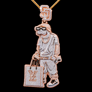 Colgante de Mono de Dibujos Animados Chapado en Oro Rosa de Gran Venta con Bolsa y Logotipo SD, Micro Pavé de Diamantes Moissanita, Amuleto de Joyería Hip Hop para Hombre - Product Image 5