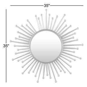 Miroir Décoratif Doré Effet Rayon de Soleil Tendance 2026 - Style Mid-Century - 35 Pouces avec Rayons Perlés - Verre Argenté Haute Définition - Product Image 3