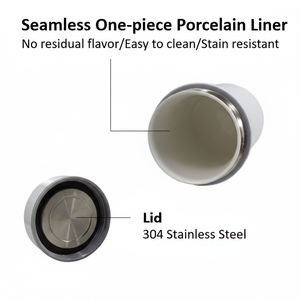 Boîte à lunch multifonctionnelle sans BPA de 410 ml/13 oz, récipient alimentaire réutilisable avec revêtement en porcelaine, couvercle en acier inoxydable, facile à nettoyer, pour soupe et congee - Product Image 2