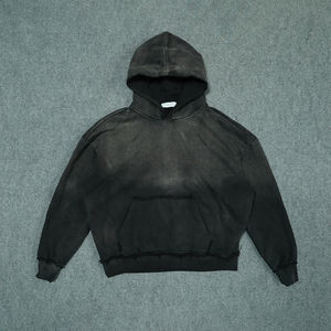 Sweat à capuche zippé personnalisé de luxe, brodé, style streetwear, en molleton uni, vintage, oversize, délavé à l'acide, effet soleil et usé - Product Image 4