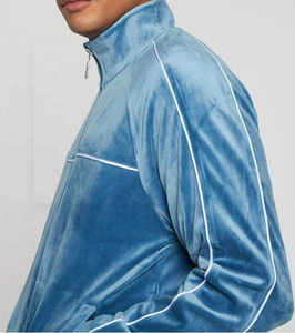 Men's <b>Velour</b> Tracksuit Set Full Zip <b>Sweatshirt</b> and Joggers Solid Color Casual Wear Autumn Breathable Polyester Cotton Material - Product Image 3
