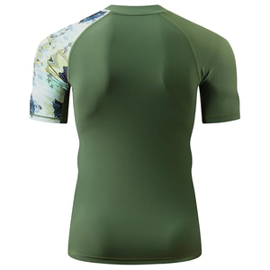 Wholesale <b>Men</b> <b>Compression</b> T <b>Shirt</b> Rash Guard Short Sleeve Swim <b>Shirt</b> UV Protection OEM Factory Supplier - Product Image 4