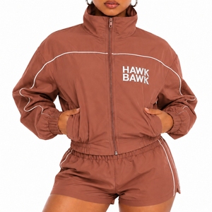 Women’s <b>Zip</b> Up windbreaker Jacket And <b>Shorts</b> Set Full Sleeve <b>Zip</b> Up Jacket And <b>Shorts</b> Sporty Style For Women Long Sleeves - Product Image 1