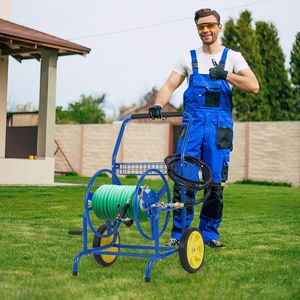 Carrello Avvolgitubo da Giardino a 2 Ruote con Cesto Portaoggetti - Product Image 3
