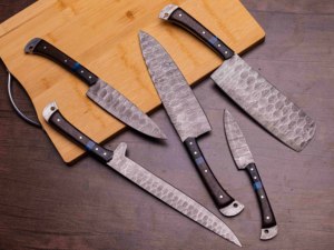 Juego de Cuchillos de Cocina de Acero de Damasco Hechos a Mano de Primera Calidad, 5 Piezas, Proveedor Mayorista para EE. UU. y la UE, OEM, ODM, Logotipo Personalizado, Cuchillos de Chef para Hotel - Product Image 2