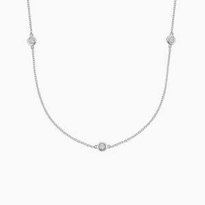 Lab Grown Diamond Bezel Set 0.25 Carat 10K White Gold Rhodium Plated Dainty Chain IGI Certified Women's <b>Necklace</b> - Product Image 2