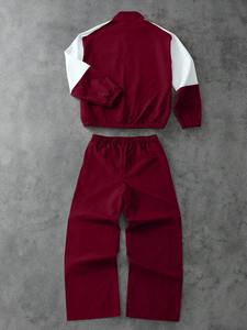 Ensemble décontracté pour homme, veste et pantalon à manches longues avec imprimé lettres et couleurs contrastées, ensemble deux pièces pour homme, ensemble de survêtement pour homme - Product Image 2