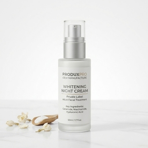 Crema Facial Nocturna Blanqueadora ProduxPro OEM con Ceramida, Niacinamida y Ácido Hialurónico - Marca Privada para Adultos - Product Image 1