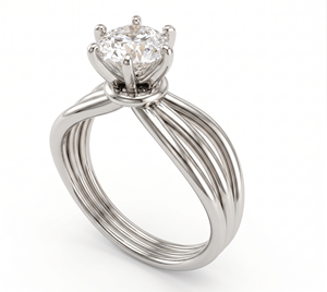Anillo de Compromiso de Diamantes de Corte Brillante Redondo para Mujer, Estilo Clásico, Diamantes Cultivados en Laboratorio - Product Image 1