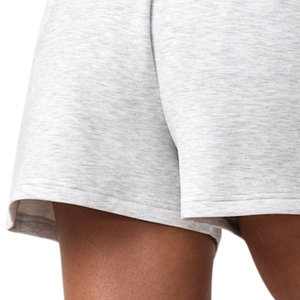 Pantalones Cortos Deportivos Gris Claro para Mujer, Cintura con Cordón, Tacto Suave, Ropa Deportiva para Entrenamiento, Corte Holgado - Product Image 4