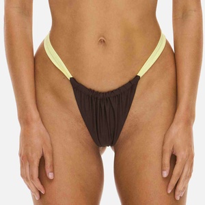 Elegant Strap Women's High Waist <b>Bikini</b> <b>Set</b>-Solid Color Two-Piece Plunge Neck Bra Mesh Anti-UV Thong Adjustable Women <b>Bikini</b> <b>Set</b> - Product Image 3