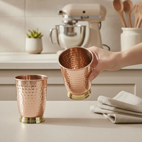 Verre simple 100% cuivre pur avec polissage miroir brillant, fait main, écologique, verre court classique pour la cuisine et les fêtes