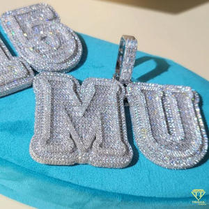 Luxury Moissanite Diamond " 915 " Number Pendant With Rope <b>Chain</b> Full <b>Iced</b> <b>Out</b> Hip Hop Necklace Jewelry - Product Image 2