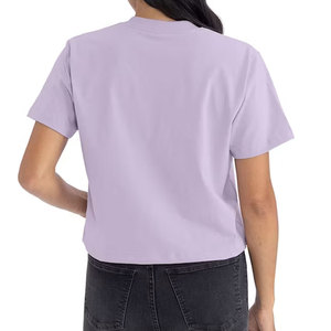 Wholesale Active Fitness Women Vintage <b>Crop</b> T-Shirt Summer Quick Dry Anti-Wrinkle Short Sleeve 100% Cotton Athletic T-Shirt - Product Image 6