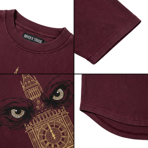 Rhinestone Graphic T <b>Shirt</b> Pigment Dye Oversized 300GSM Heavy Cotton <b>Gothic</b> Tee with Gold Screen Print for Private Label - Product Image 3