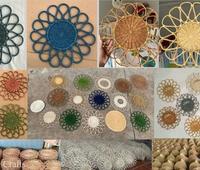 Napperons de luxe festonnés en rotin, faits à la main, en osier tressé, à motif circulaire, Ninh Binh, pour table de mariage et de réception
