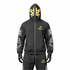 Sweat-shirt à capuche intégral personnalisé pour homme, imprimé graphique étoile, en polaire, unisexe, coupe oversize, style streetwear, veste de survêtement hip-hop - Product Image 1