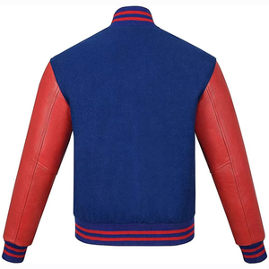 New Hot Sale Men's <b>Retro</b> Wool <b>Leather</b> Varsity <b>Jacket</b> with Stand Collar and Hood Custom Logo Embroidery for Winter Season - Product Image 5