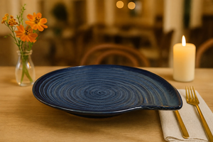 Irregular Shape <b>Ceramic</b> Dinner <b>Plate</b> Handpainted Modern Design Blue Color Dishes & <b>Plates</b> Handmade Solid Pattern - Product Image 2