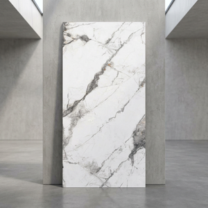 Dalles en pierre frittée flexible Bianco White Clay And Porcelain 1600x3200mm pour revêtement mural imperméable, imitation marbre - Product Image 2