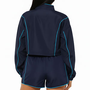 Conjunto de Chaqueta Corta y Pantalones Cortos de Nylon 100% Hecho a Medida con Cremallera de Cierre Parcial para Mujer, Venta al por Mayor, con Ribetes Completos, Ligero - Product Image 6