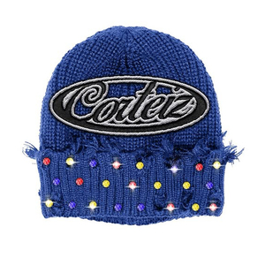 4pcs Rhinestone Beanie Hats Flame Patch Bling Knit <b>Winter</b> <b>Caps</b> Streetwear Set Custom Knit Men's Women Baby Kids Custom - Product Image 3