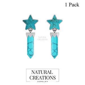 ต่างหูเงินแท้ 925 ประดับเทอร์ควอยซ์รูปดาวทรงดินสอ ดีไซน์หรูหราทันสมัย งานละเอียดประณีต เหมาะสำหรับเป็นของขวัญงานแต่งงานหรืองานปาร์ตี้ - Product Image 2