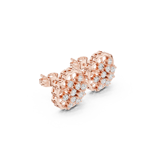 ต่างหูเพชรทรงกลมเจียระไนแบบบริลเลียนท์ 0.91 กะรัต ทองคำขาว 14K ประดับเพชรเพาะเลี้ยง ดีไซน์หรูหราทันสมัยรูปดอกไม้ - Product Image 4