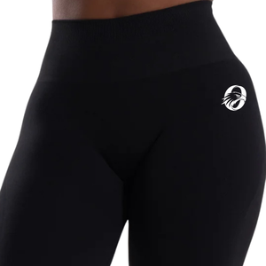 Legging noir taille haute moulant longueur genou sans couture pour femme, idéal pour la gym, le fitness, le yoga, l'entraînement et la course à pied, avec compression et extensibilité - Product Image 4