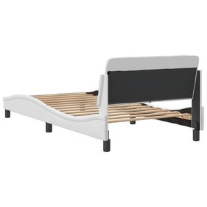 Cadre de lit double en similicuir blanc, rembourré avec du contreplaqué métallique et du bois d'ingénierie, style moderne - Product Image 6