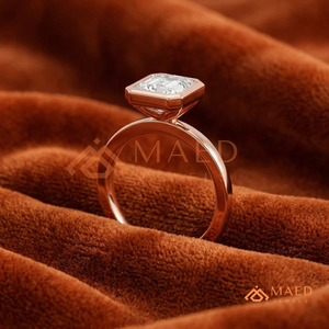 แหวนหมั้นทองคำขาว 14K/18K ทรงเรเดียนท์คัท ประดับเพชรแบบเบเซลเซ็ต พร้อมวงแหวนกว้าง |   แหวนแต่งงานสไตล์มินิมอลร่วมสมัยสำหรับผู้หญิง - Product Image 3