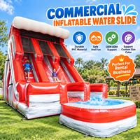 Toboggan aquatique gonflable commercial, utilisation sèche et humide, toboggan aquatique double voie pour enfants, location pour fêtes, événements en plein air