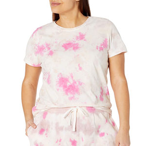 Camiseta de algodón para mujer con cuello redondo, ligera, lisa, suave, con logo personalizado, moderna, cómoda para exteriores, prenda básica de moda. - Product Image 5