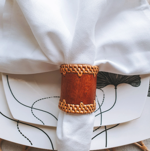 Square hand-woven natural <b>rattan</b> <b>cube</b> napkin rings for modern dining, available at wholesale prices. - Product Image 6