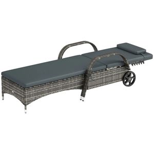 Sedia Lounge da Esterno in Rattan Nero con Schienale per Cortile - Product Image 5