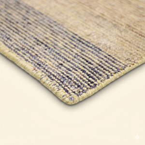 Tapis rayé en laine tufté à la main bleu beige Coastal Strata, moderne, texturé, antidérapant, écologique, pour salon et hôtel - Product Image 5