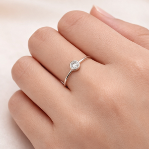 Bague solitaire en or massif 14 carats avec diamant de laboratoire taille ronde, bagues de fiançailles, vente en gros, bague en or blanc sertie clos - Product Image 6